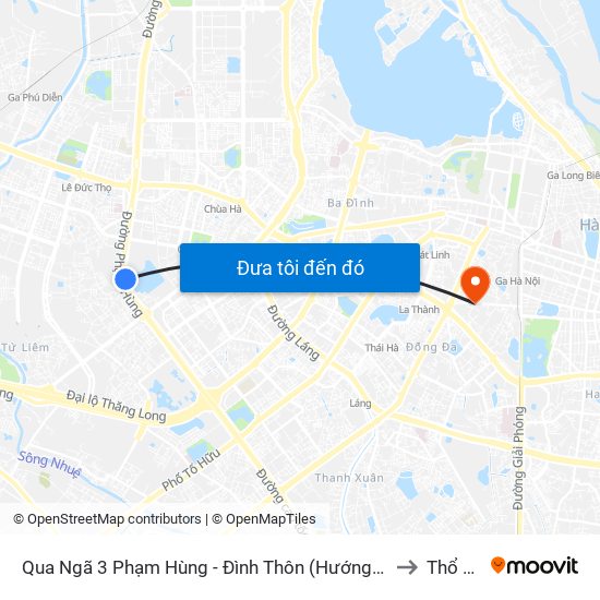 Qua Ngã 3 Phạm Hùng - Đình Thôn (Hướng Đi Phạm Văn Đồng) to Thổ Quan map