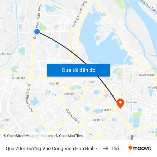 Qua 70m Đường Vào Công Viên Hòa Bình - Phạm Văn Đồng to Thổ Quan map
