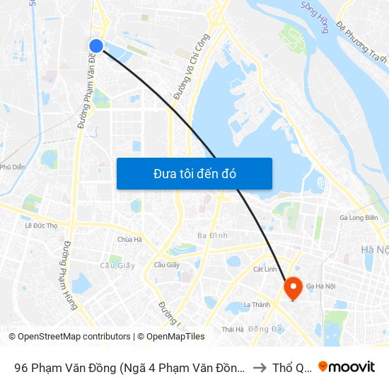 96 Phạm Văn Đồng (Ngã 4 Phạm Văn Đồng - Xuân Đỉnh) to Thổ Quan map