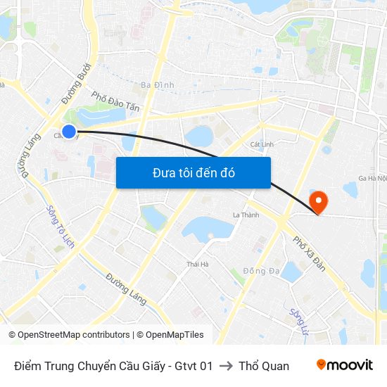 Điểm Trung Chuyển Cầu Giấy - Gtvt 01 to Thổ Quan map