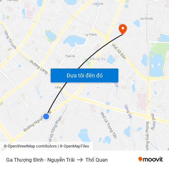 Ga Thượng Đình - Nguyễn Trãi to Thổ Quan map