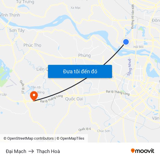 Đại Mạch to Thạch Hoà map