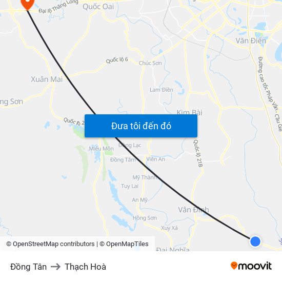 Đồng Tân to Thạch Hoà map