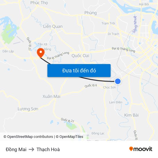 Đồng Mai to Thạch Hoà map