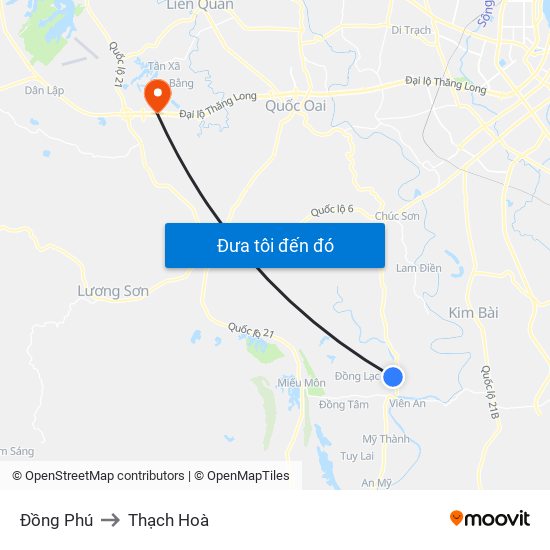 Đồng Phú to Thạch Hoà map