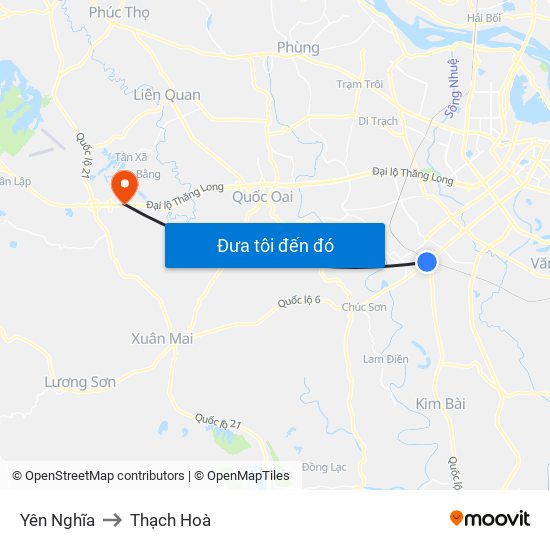 Yên Nghĩa to Thạch Hoà map