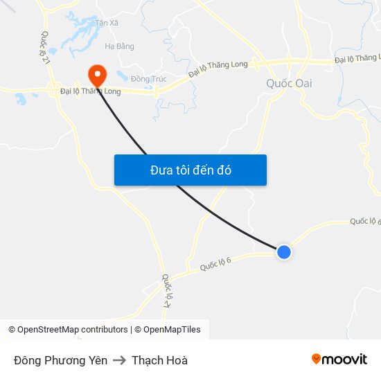 Đông Phương Yên to Thạch Hoà map