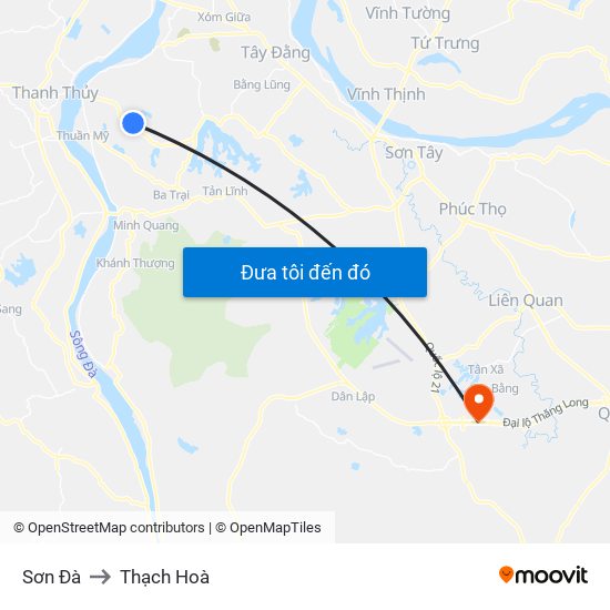 Sơn Đà to Thạch Hoà map