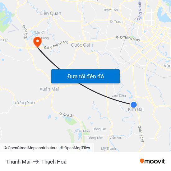 Thanh Mai to Thạch Hoà map