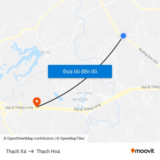 Thạch Xá to Thạch Hoà map