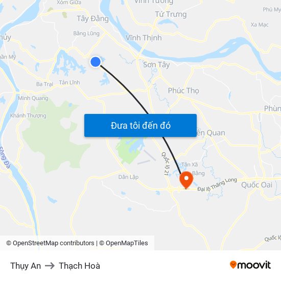 Thụy An to Thạch Hoà map