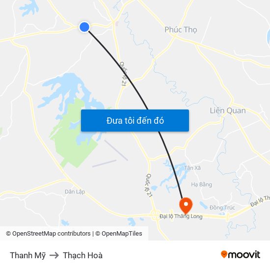 Thanh Mỹ to Thạch Hoà map