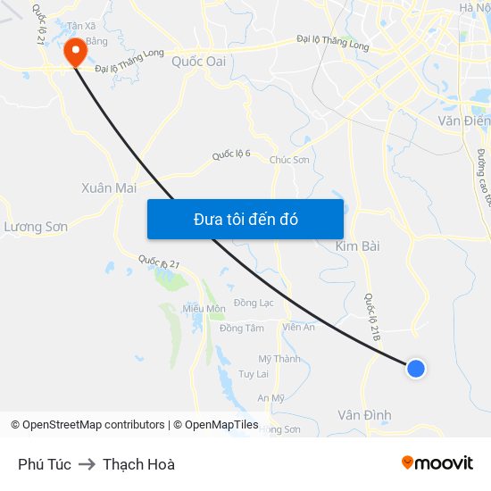 Phú Túc to Thạch Hoà map