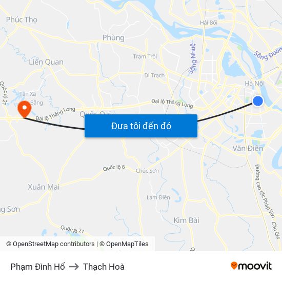 Phạm Đình Hổ to Thạch Hoà map