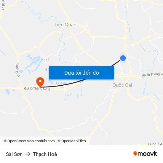 Sài Sơn to Thạch Hoà map