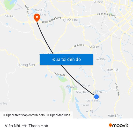 Viên Nội to Thạch Hoà map