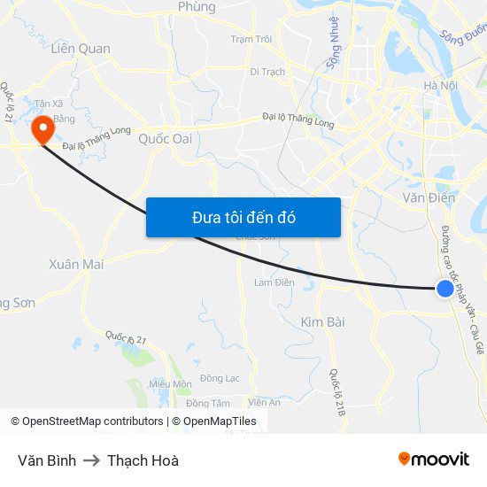 Văn Bình to Thạch Hoà map