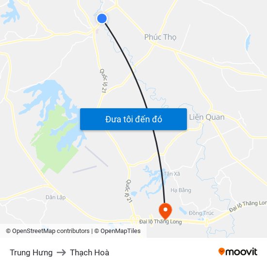 Trung Hưng to Thạch Hoà map