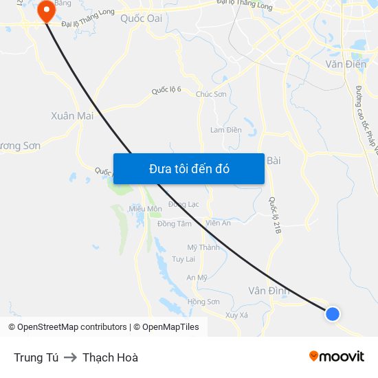 Trung Tú to Thạch Hoà map