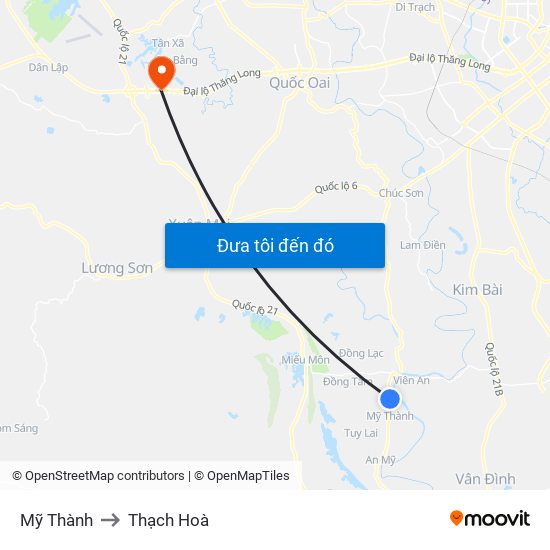 Mỹ Thành to Thạch Hoà map