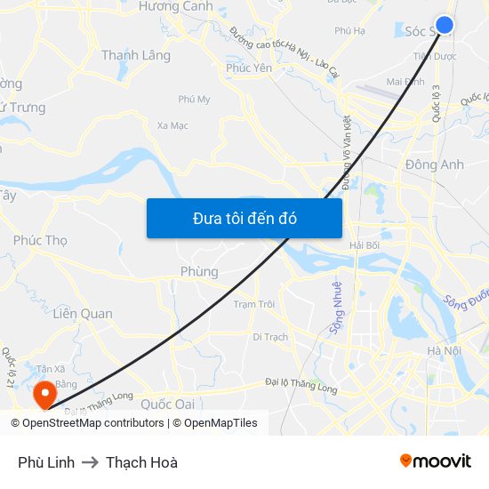 Phù Linh to Thạch Hoà map