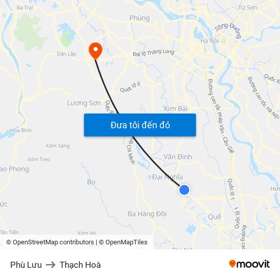 Phù Lưu to Thạch Hoà map