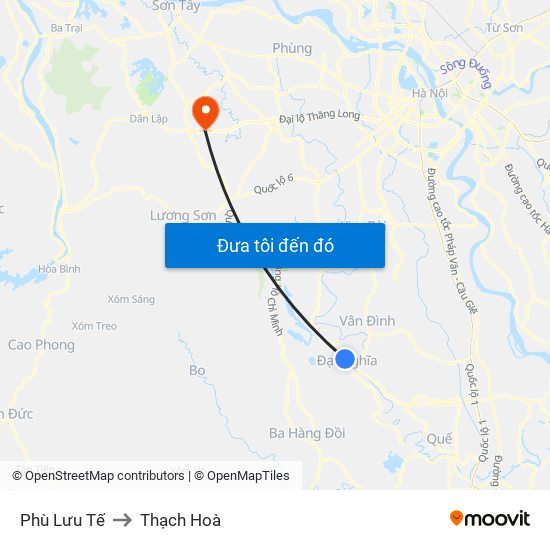 Phù Lưu Tế to Thạch Hoà map