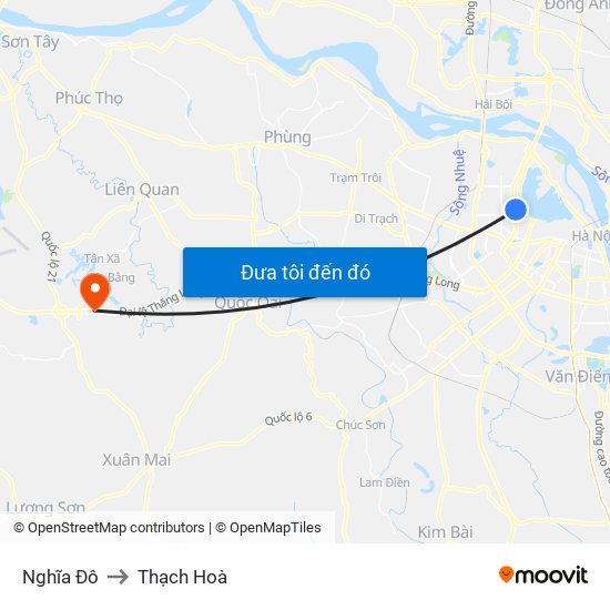 Nghĩa Đô to Thạch Hoà map