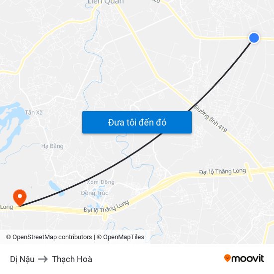 Dị Nậu to Thạch Hoà map