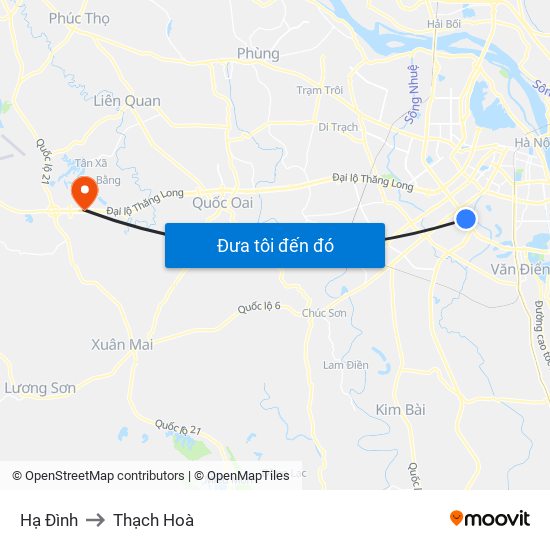 Hạ Đình to Thạch Hoà map