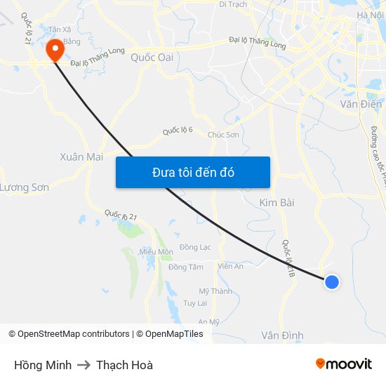 Hồng Minh to Thạch Hoà map