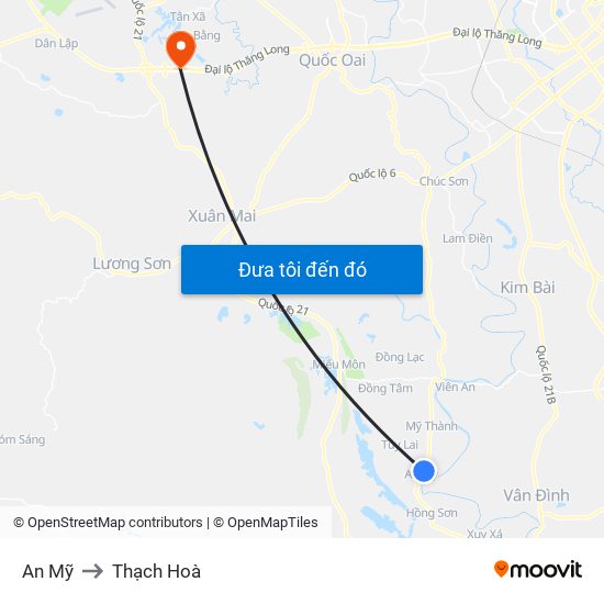 An Mỹ to Thạch Hoà map