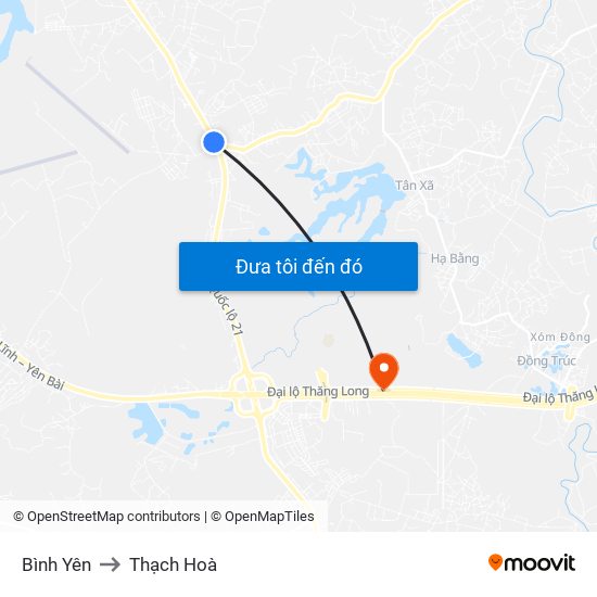 Bình Yên to Thạch Hoà map