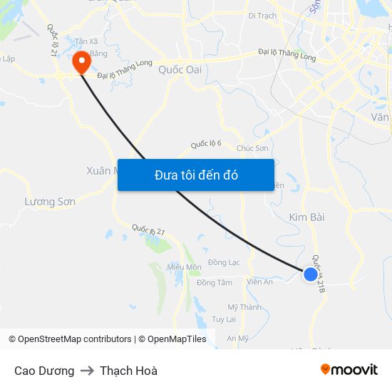 Cao Dương to Thạch Hoà map