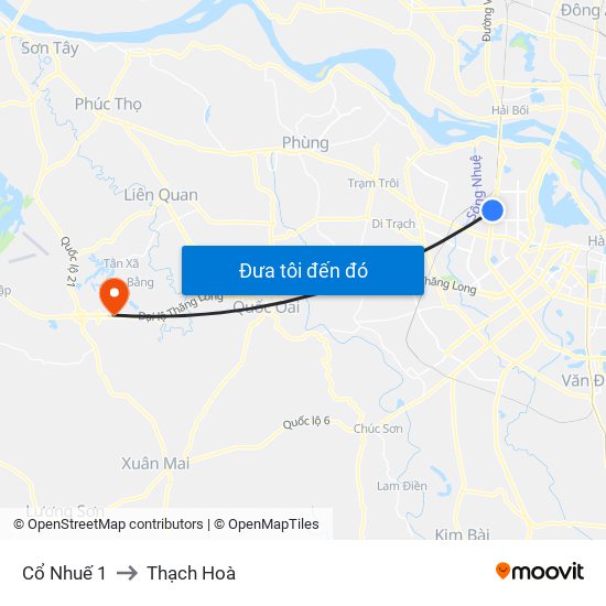 Cổ Nhuế 1 to Thạch Hoà map