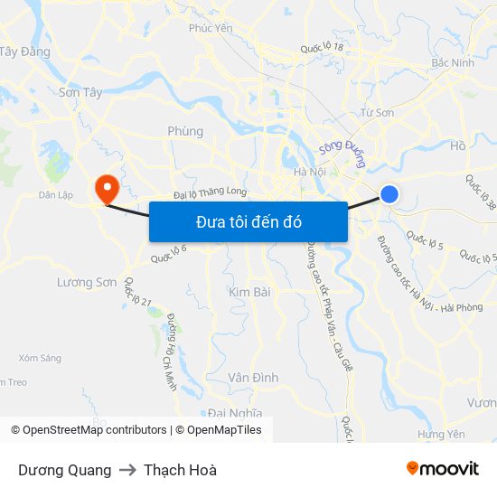 Dương Quang to Thạch Hoà map