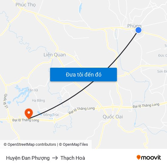 Huyện Đan Phượng to Thạch Hoà map