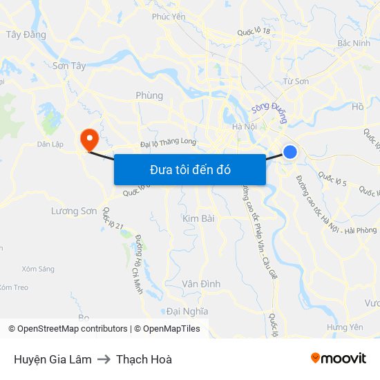 Huyện Gia Lâm to Thạch Hoà map