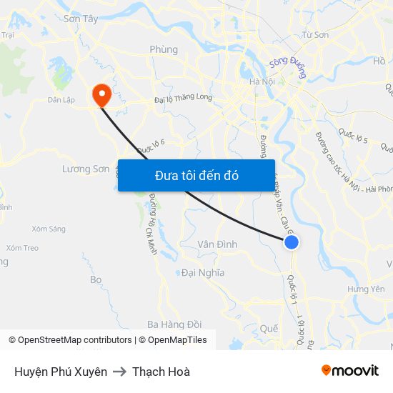 Huyện Phú Xuyên to Thạch Hoà map