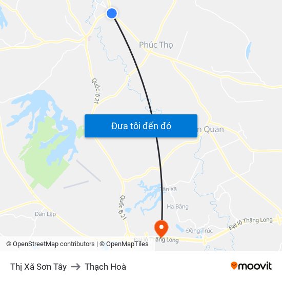 Thị Xã Sơn Tây to Thạch Hoà map