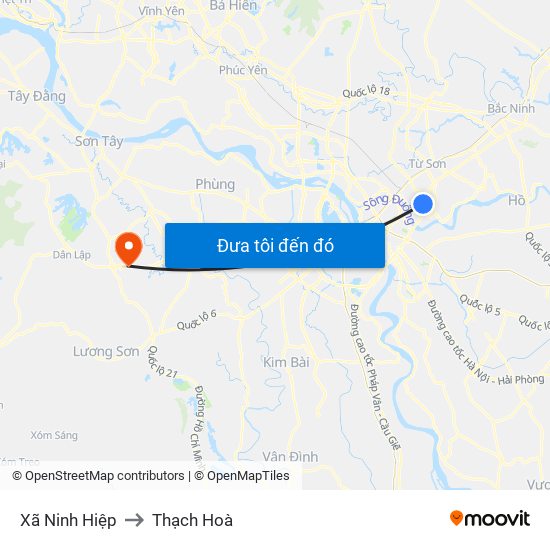 Xã Ninh Hiệp to Thạch Hoà map