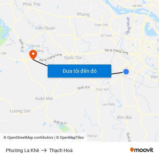 Phường La Khê to Thạch Hoà map