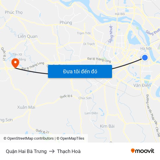 Quận Hai Bà Trưng to Thạch Hoà map