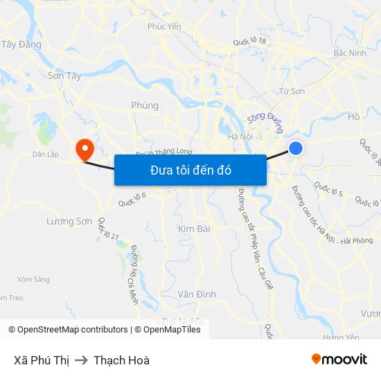 Xã Phú Thị to Thạch Hoà map