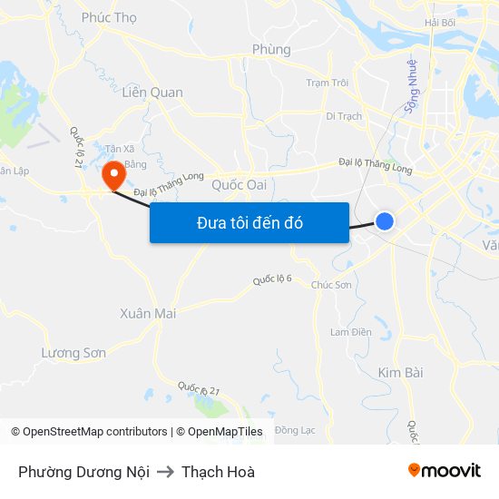 Phường Dương Nội to Thạch Hoà map