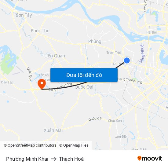 Phường Minh Khai to Thạch Hoà map