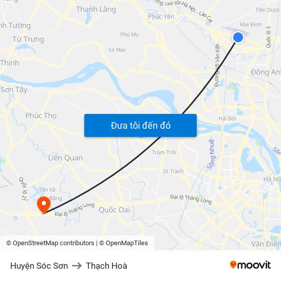 Huyện Sóc Sơn to Thạch Hoà map