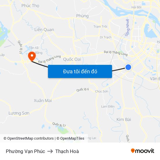 Phường Vạn Phúc to Thạch Hoà map