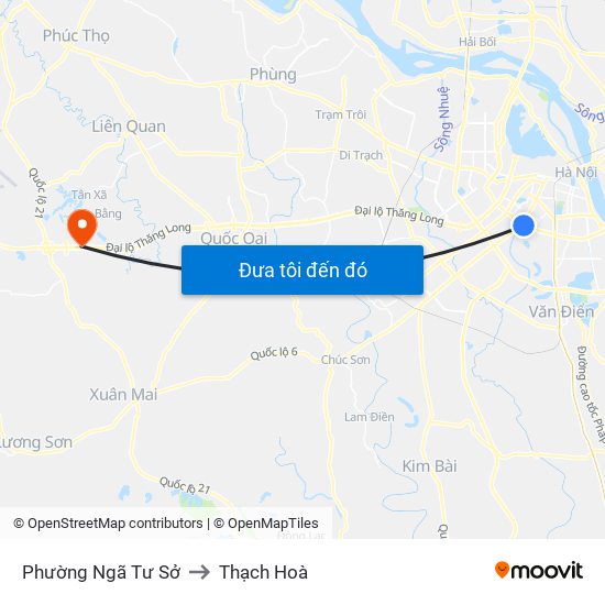 Phường Ngã Tư Sở to Thạch Hoà map