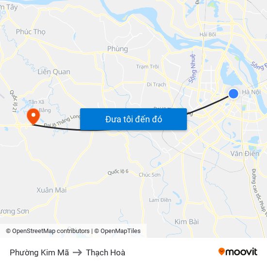 Phường Kim Mã to Thạch Hoà map